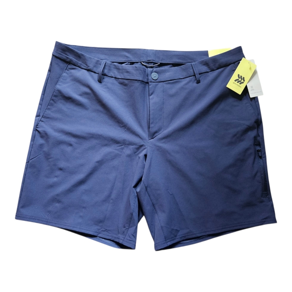 All In Motion Mens Blue Travel Shorts Water Repellent Stretchy Size 40